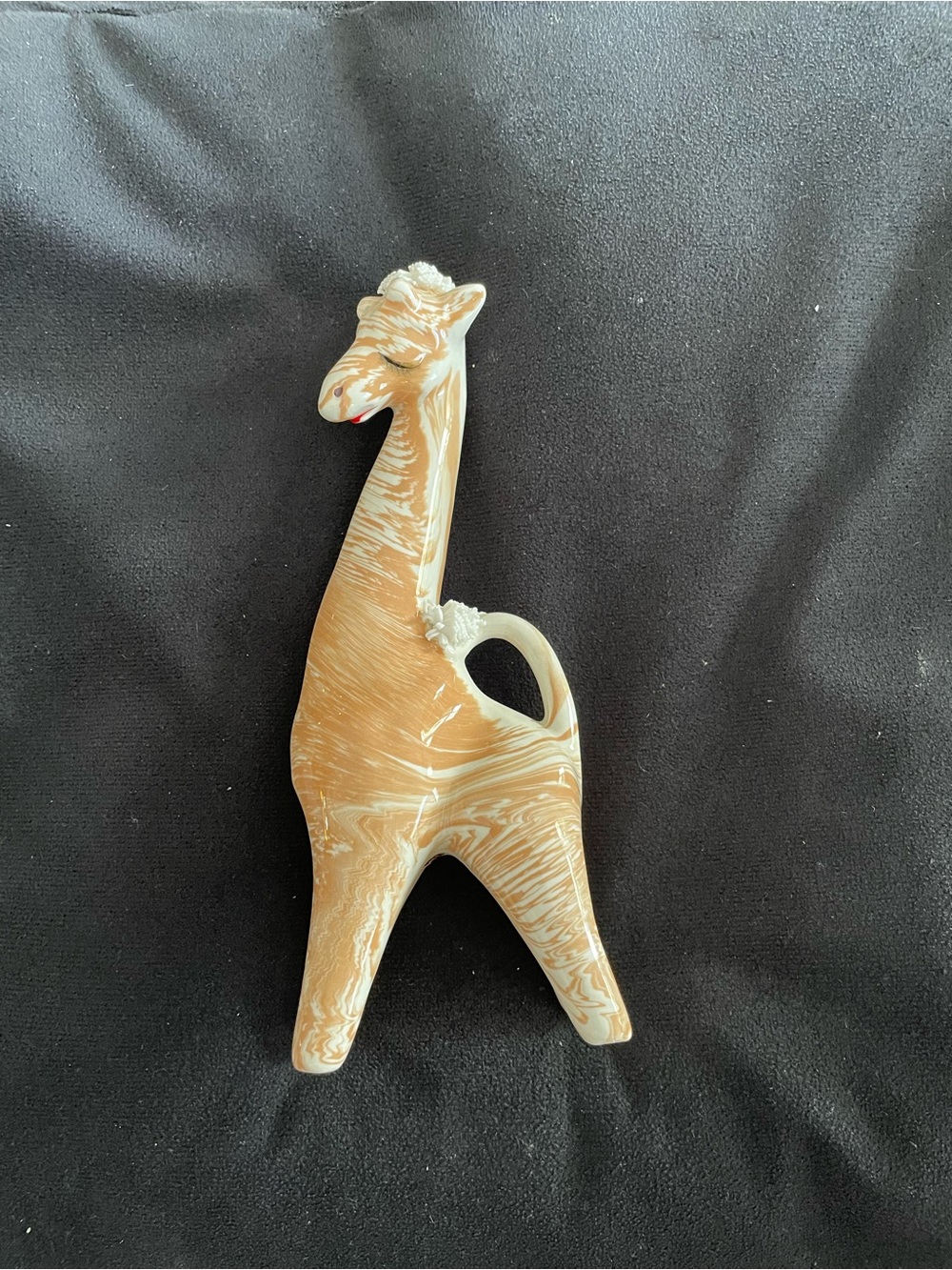 Vintage Giraffe Figurine Enesco Japan Marble Cake Zoo Spaghetti Trim